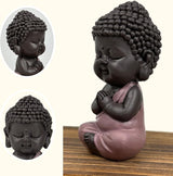 Figurka Małego Buddy Różowa Toga - Inspirująca i wesoła figurka - Pozytywny talizman Koncentracja - Uroczy i duchowy pomysł na prezent - H 7 cm - Zen'Light Figurki i rzeźby Naty Shop
