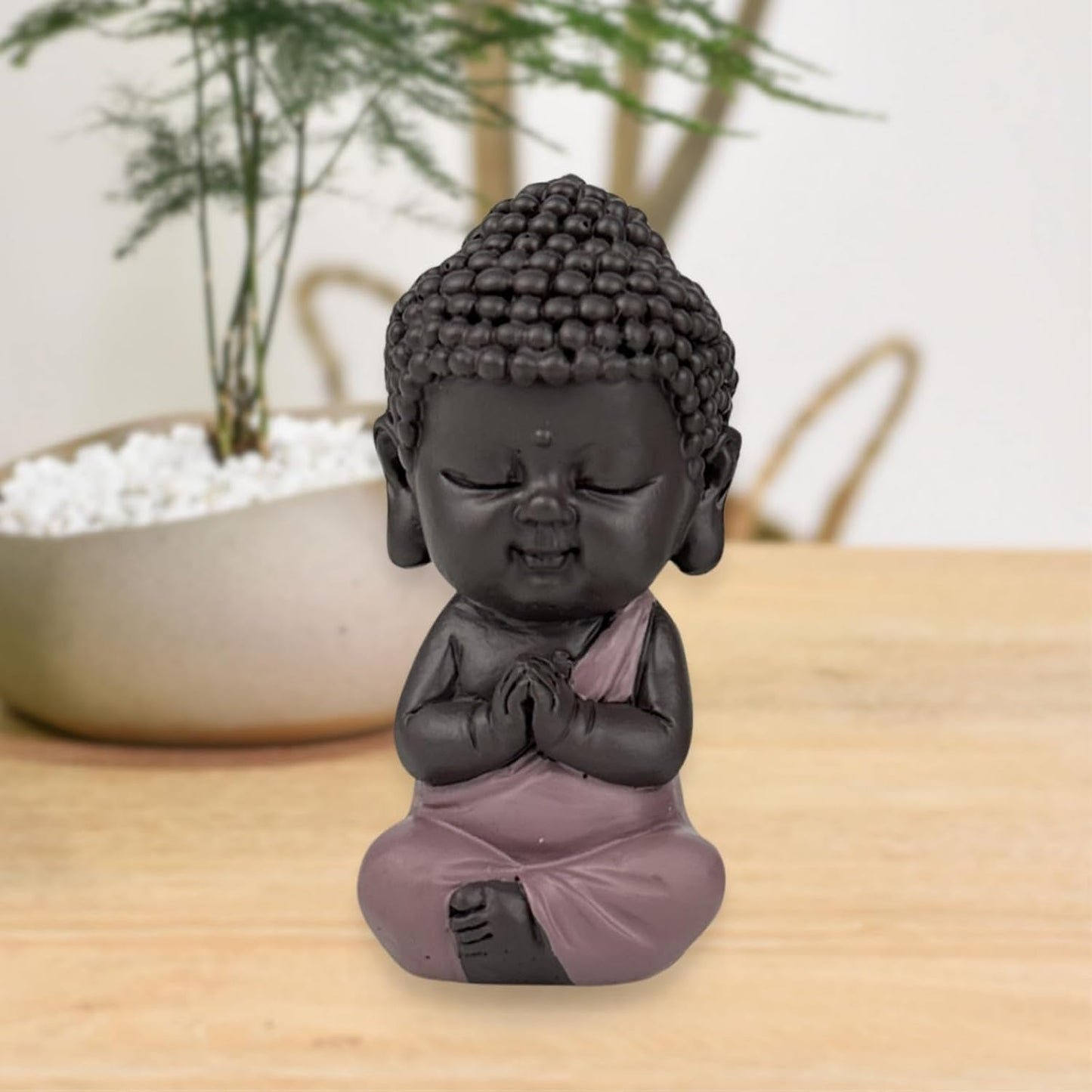 Figurka Małego Buddy Różowa Toga - Inspirująca i wesoła figurka - Pozytywny talizman Koncentracja - Uroczy i duchowy pomysł na prezent - H 7 cm - Zen'Light Figurki i rzeźby Naty Shop