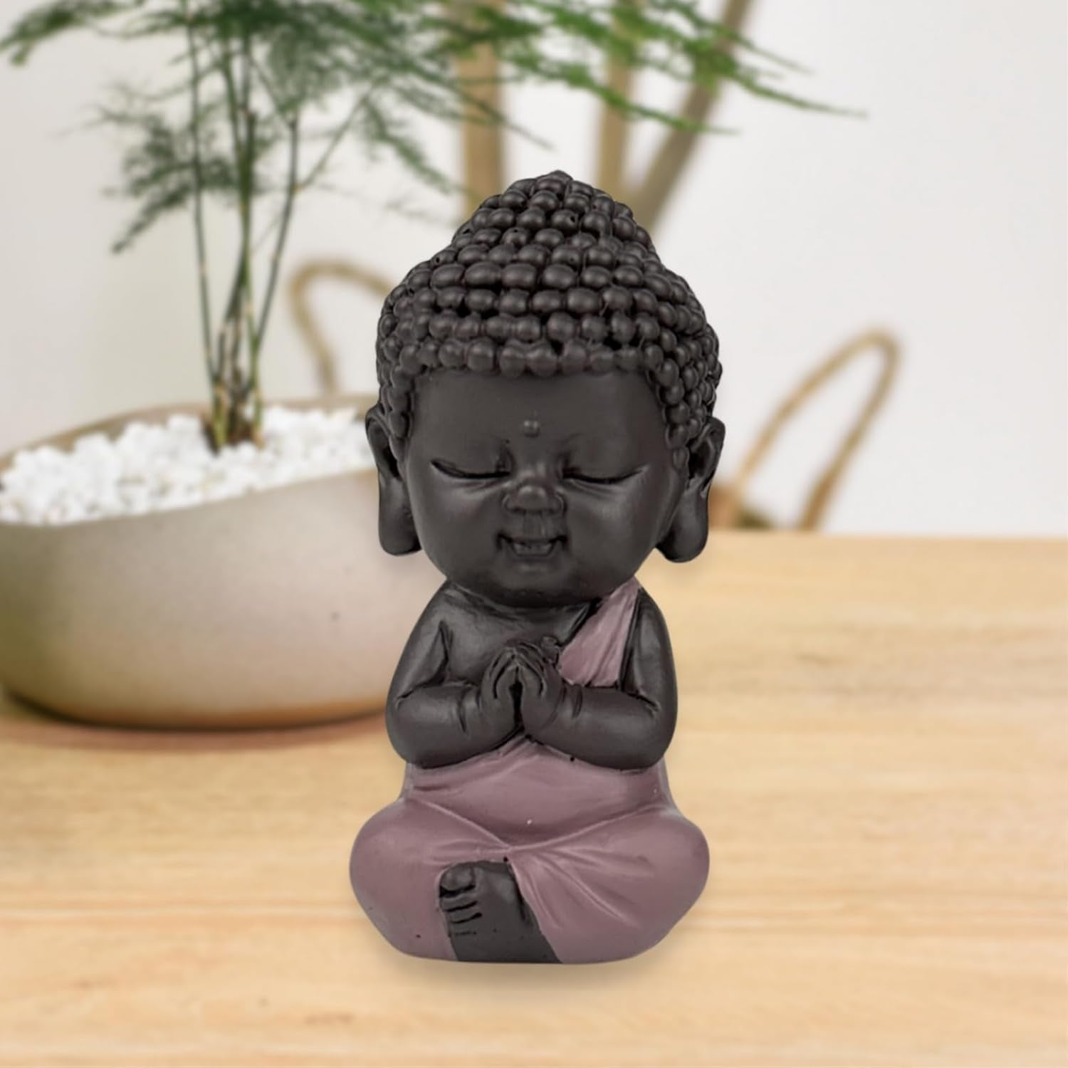 Figurka Małego Buddy Różowa Toga - Inspirująca i wesoła figurka - Pozytywny talizman Koncentracja - Uroczy i duchowy pomysł na prezent - H 7 cm - Zen'Light Figurki i rzeźby Naty Shop