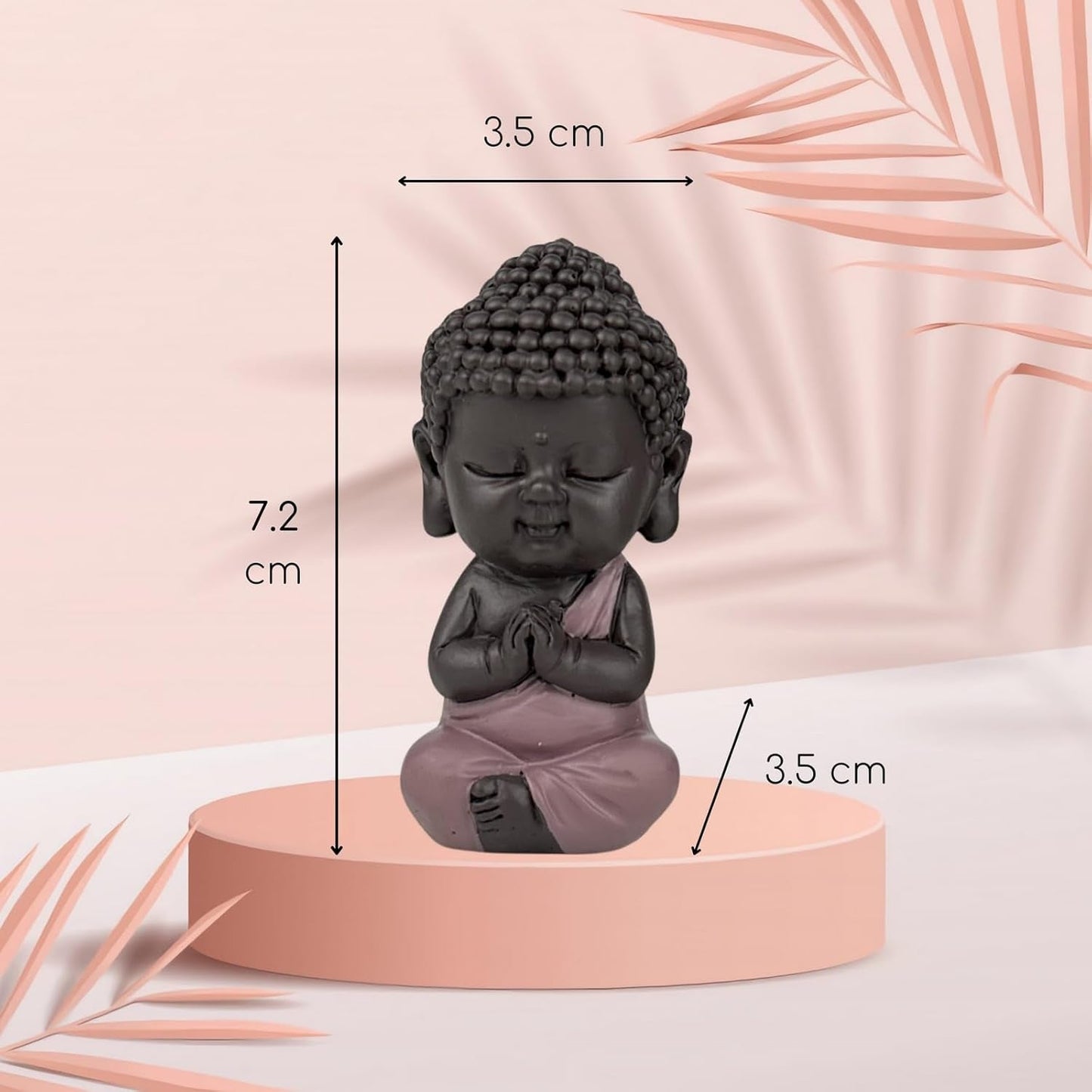Figurka Małego Buddy Różowa Toga - Inspirująca i wesoła figurka - Pozytywny talizman Koncentracja - Uroczy i duchowy pomysł na prezent - H 7 cm - Zen'Light Figurki i rzeźby Naty Shop