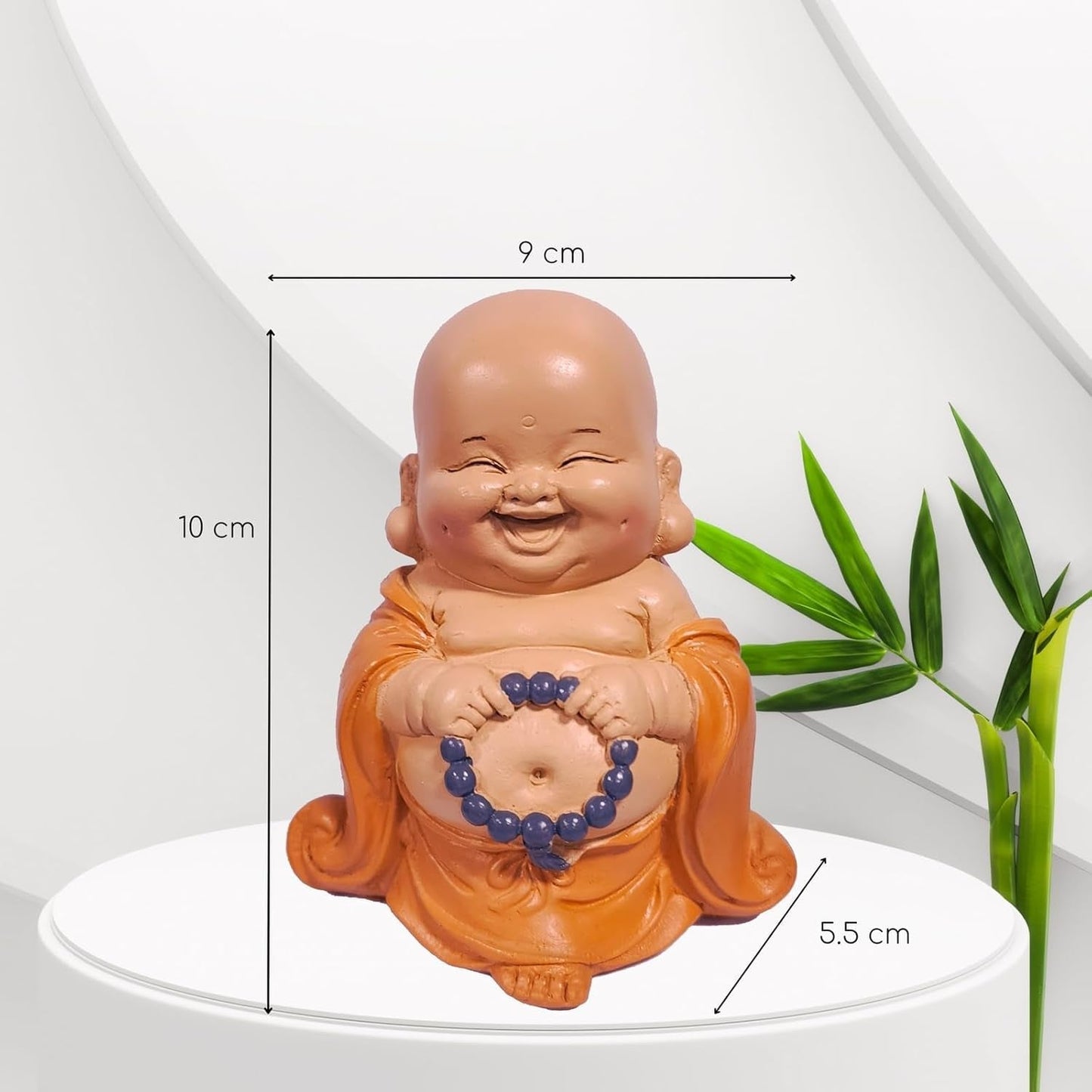 Posąg Śmiejącego się Buddy z różańcem - Inspirująca i wesoła figurka - Talizman szczęścia pełen pozytywności - Uroczy i duchowy pomysł na prezent - H 10 cm - Zen'Light Posągi i rzeźby Naty Shop