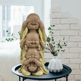 Statua 3 Śmiejących się Buddów - Nic nie widzieć - Nic nie słyszeć - Nic nie mówić - Mały Budda Zespół symboliczny - Spokojny i radosny nastrój - Wystrój Zen -H 18 cm - Zen'Light Figurki i rzeźby Naty Shop