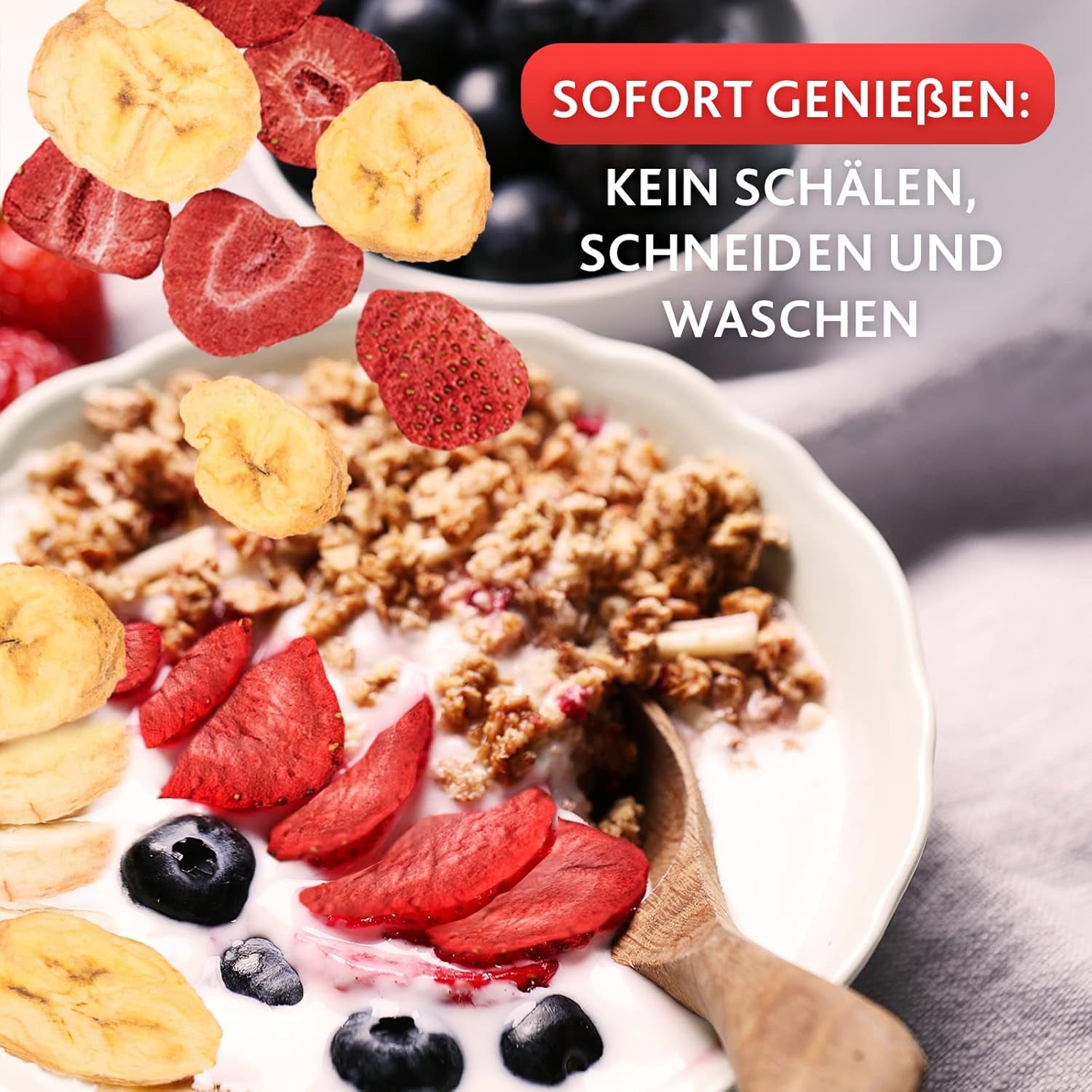 Mieszanka truskawkowo-bananowa 200g - truskawki liofilizowane i banany liofilizowane jako pyszna przekąska w torebce Produkty suszone Naty Shop
