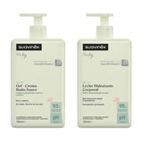 Suavinex, Syndet szampon dla dzieci do skóry i włosów, bez mydła, 750ml + nawilżający balsam do ciała, 750ml, odpowiedni dla skóry wrażliwej i noworodka, zawierający 90%-93% składników naturalnych. Dzieci - Domyślny tytuł sklepu Naty Shop