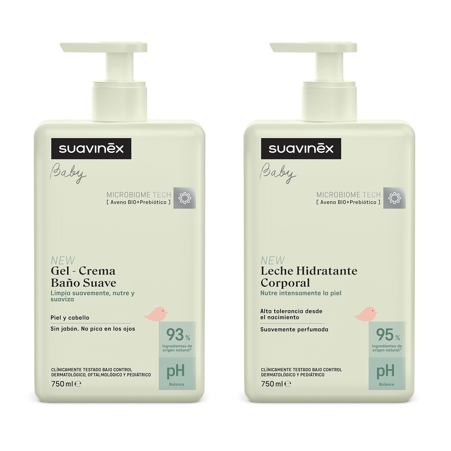 Suavinex, Syndet szampon dla dzieci do skóry i włosów, bez mydła, 750ml + nawilżający balsam do ciała, 750ml, odpowiedni dla skóry wrażliwej i noworodka, zawierający 90%-93% składników naturalnych. Dzieci - Domyślny tytuł sklepu Naty Shop