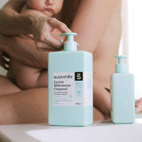 Suavinex, Syndet szampon dla dzieci do skóry i włosów, bez mydła, 750ml + nawilżający balsam do ciała, 750ml, odpowiedni dla skóry wrażliwej i noworodka, zawierający 90%-93% składników naturalnych. Dzieci - Sklep z kąpielami i pielęgnacją skóry Naty Shop