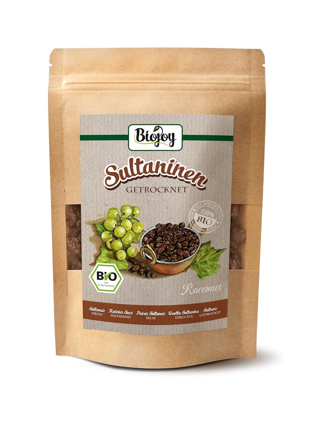 Biojoy sułtanki (500 g), suszone i niesiarkowane Naty Shop produkty suszone 250 G