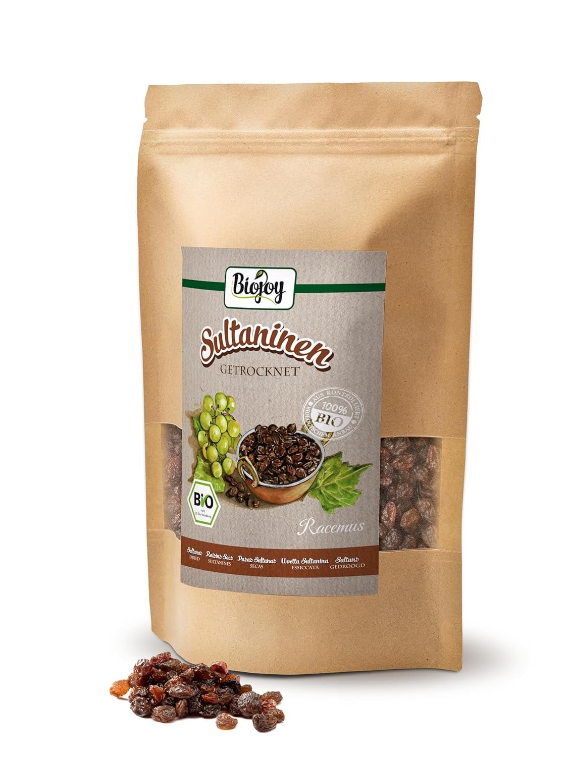 Biojoy Organiczne sułtanki (500 g), suszone i niesiarkowane Naty Shop produkty suszone