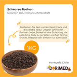 Fioletowe czarne sułtanki 1 kg | Suszone winogrona | Bez nasion i bez cukru | produkty bez inżynierii genetycznej | Odpowiedni dla wegetarian i wegan | Idealny do łączenia z odwodnionymi produktami czekoladowymi Naty Shop
