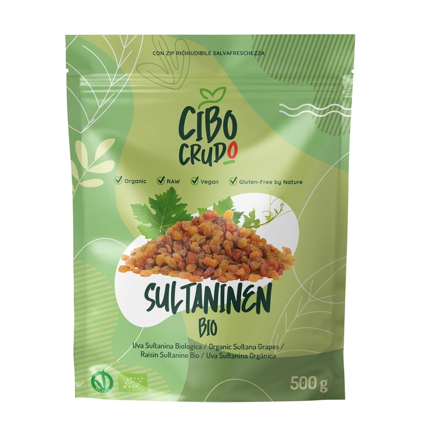 Organiczne rodzynki siarkowe - 500g. Odwodnione i surowe. Sułtanki suszone bez dodatku cukru do spożycia jako przekąska lub deser. Produkty suszone Naty Shop Domyślny tytuł