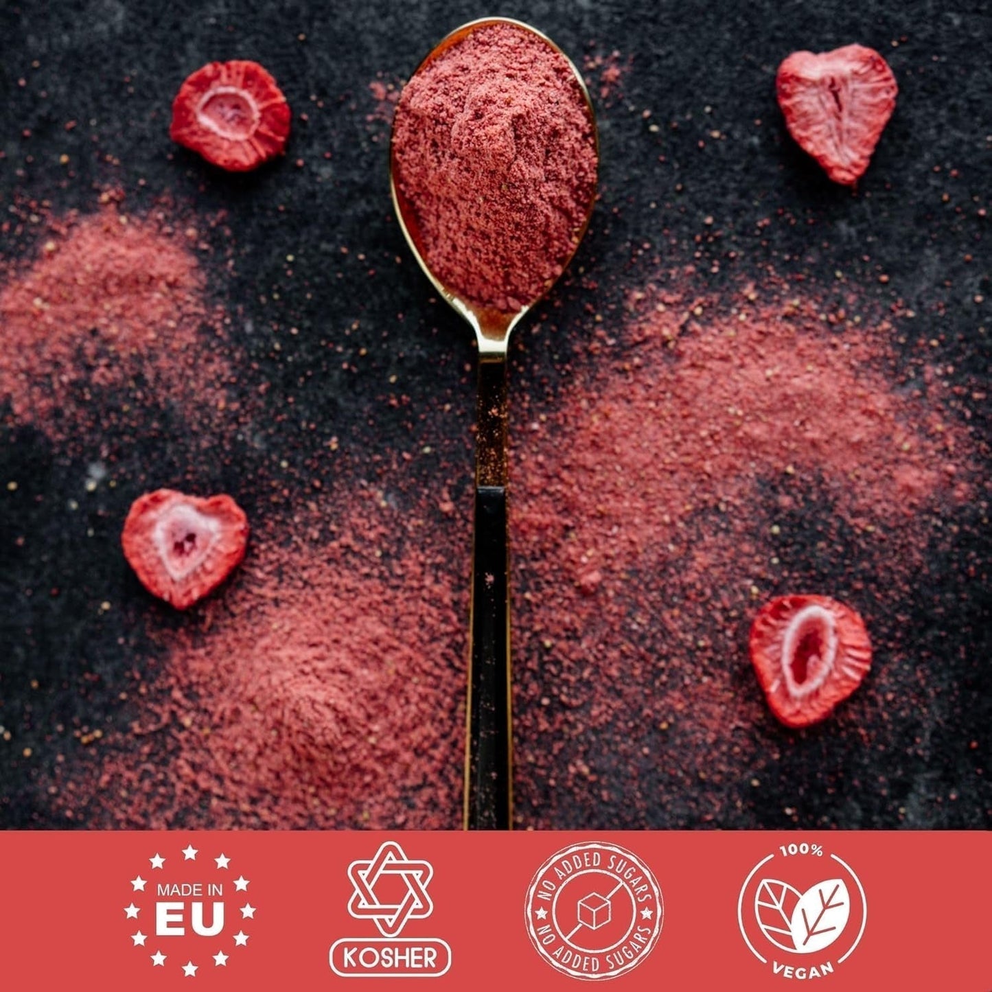 Letnie truskawki liofilizowane - opakowanie 5 szt. - bez cukru, w 100% naturalne, pyszne chrupiące przekąski dla dzieci i dorosłych, idealne do płatków śniadaniowych i lunchboxów (55g) Produkty suszone Naty Shop