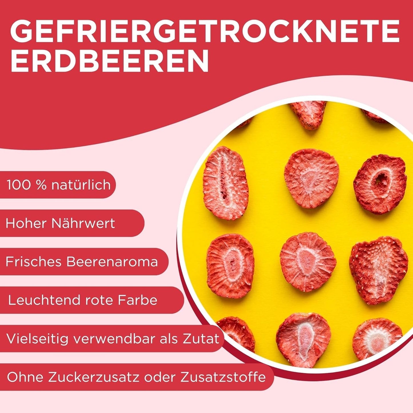 Letnie truskawki liofilizowane - opakowanie 5 szt. - bez cukru, w 100% naturalne, pyszne chrupiące przekąski dla dzieci i dorosłych, idealne do płatków śniadaniowych i lunchboxów (55g) Produkty suszone Naty Shop