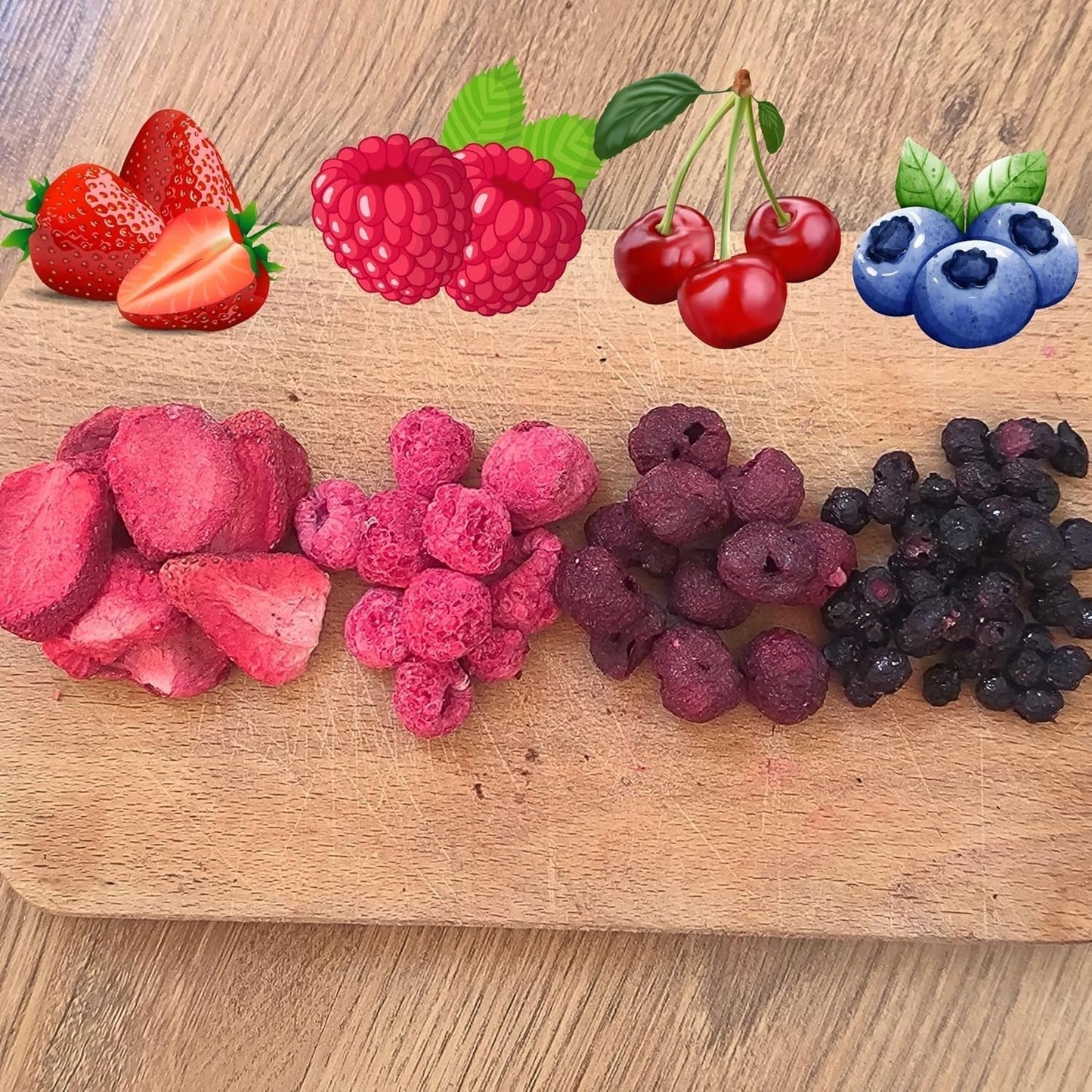 Mieszanka owoców liofilizowanych Super Berries | XL 300g Suszone owoce bez cukru | Suszone owoce | Suszone owoce Liofilizowane Truskawki Maliny Borówki Liofilizowane ZingyZoo Produkty suszone Naty Shop