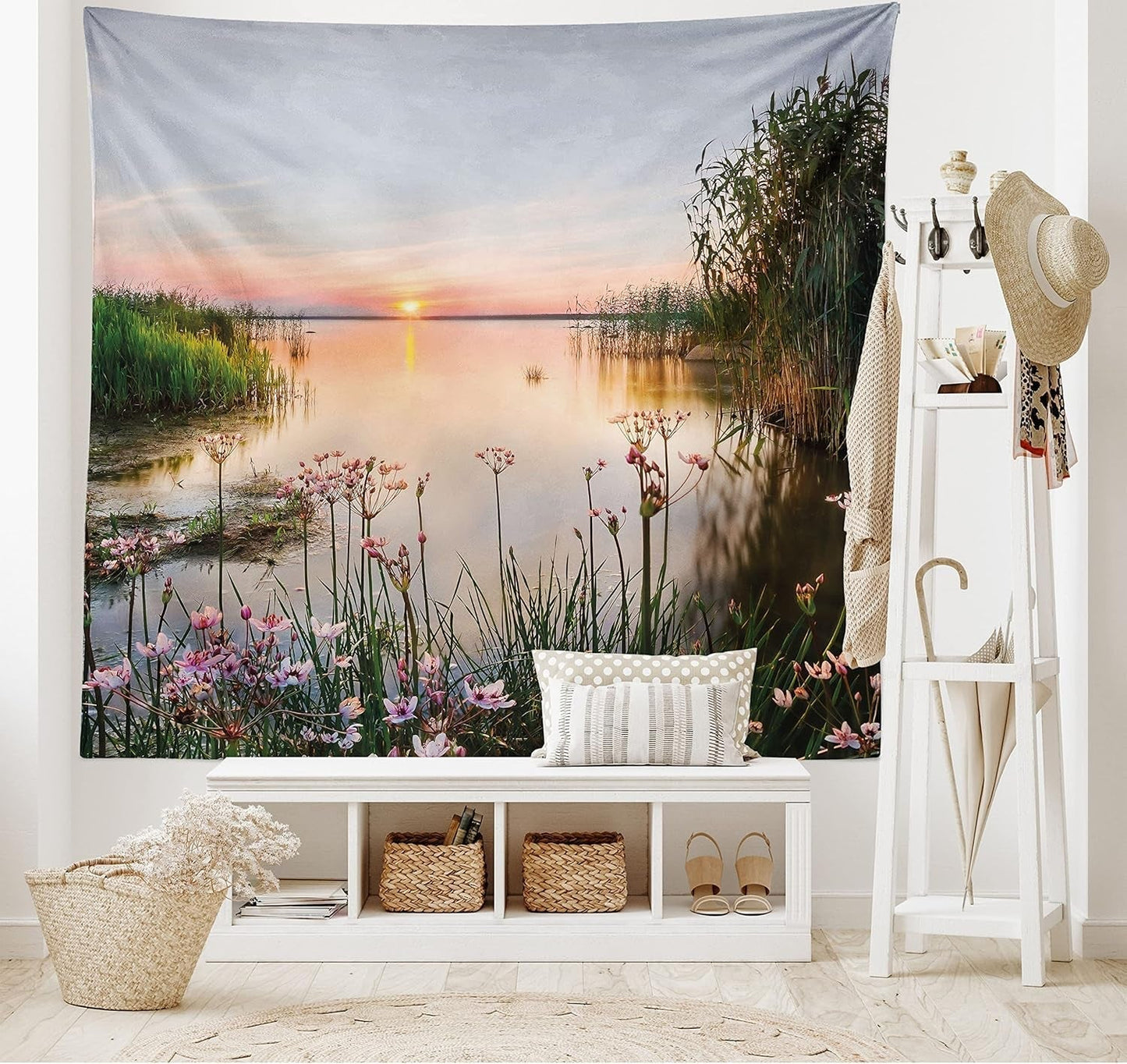 Gobelin abakuhaus wanderlust zwierząt mapa świata rysunki Strona główna - Akcesoria i dekoracje Naty Shop Różowy i niebieski 230L X 140B Cm