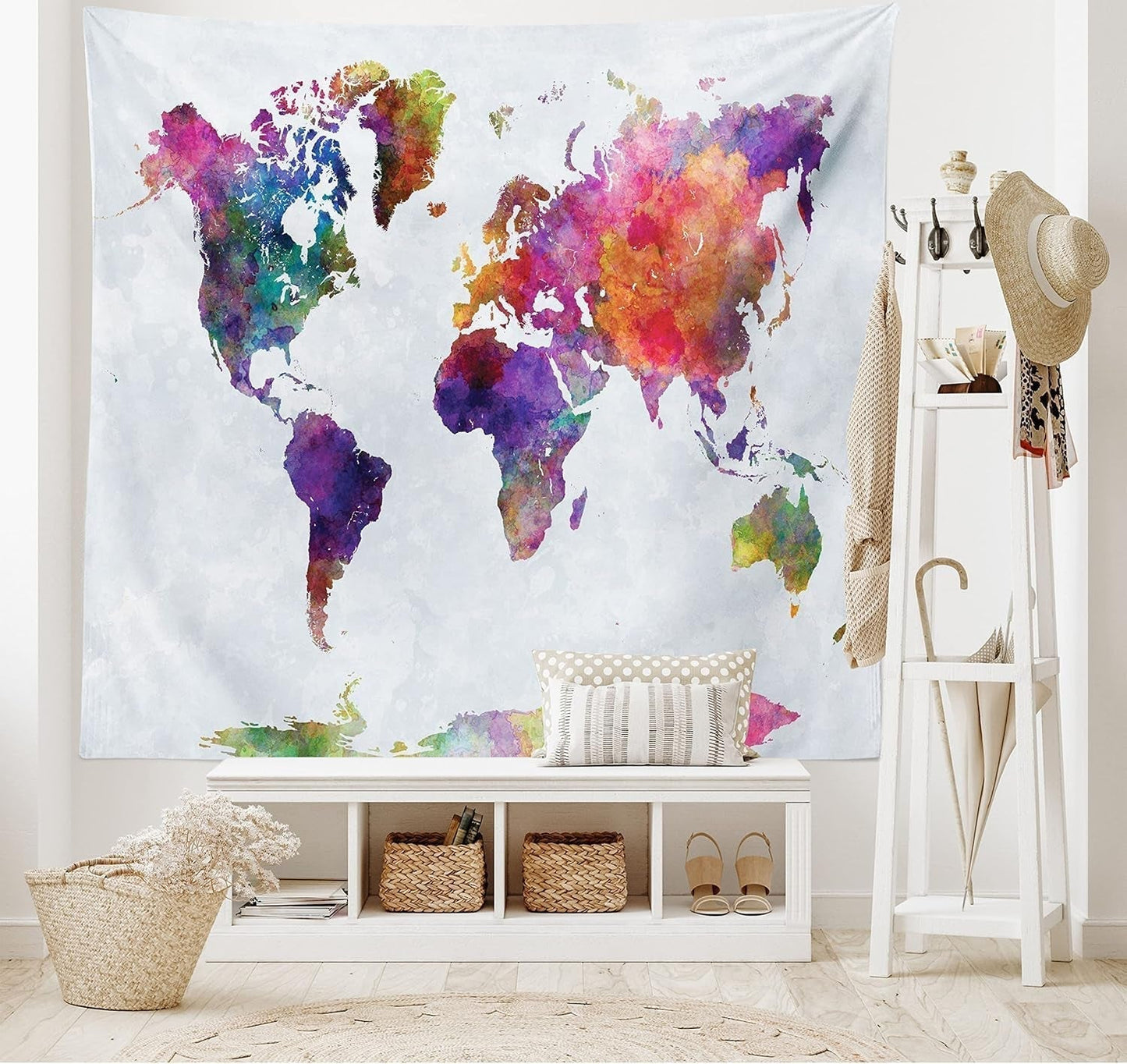 Gobelin abakuhaus wanderlust zwierzęca mapa świata kreskówek - Naty Shop