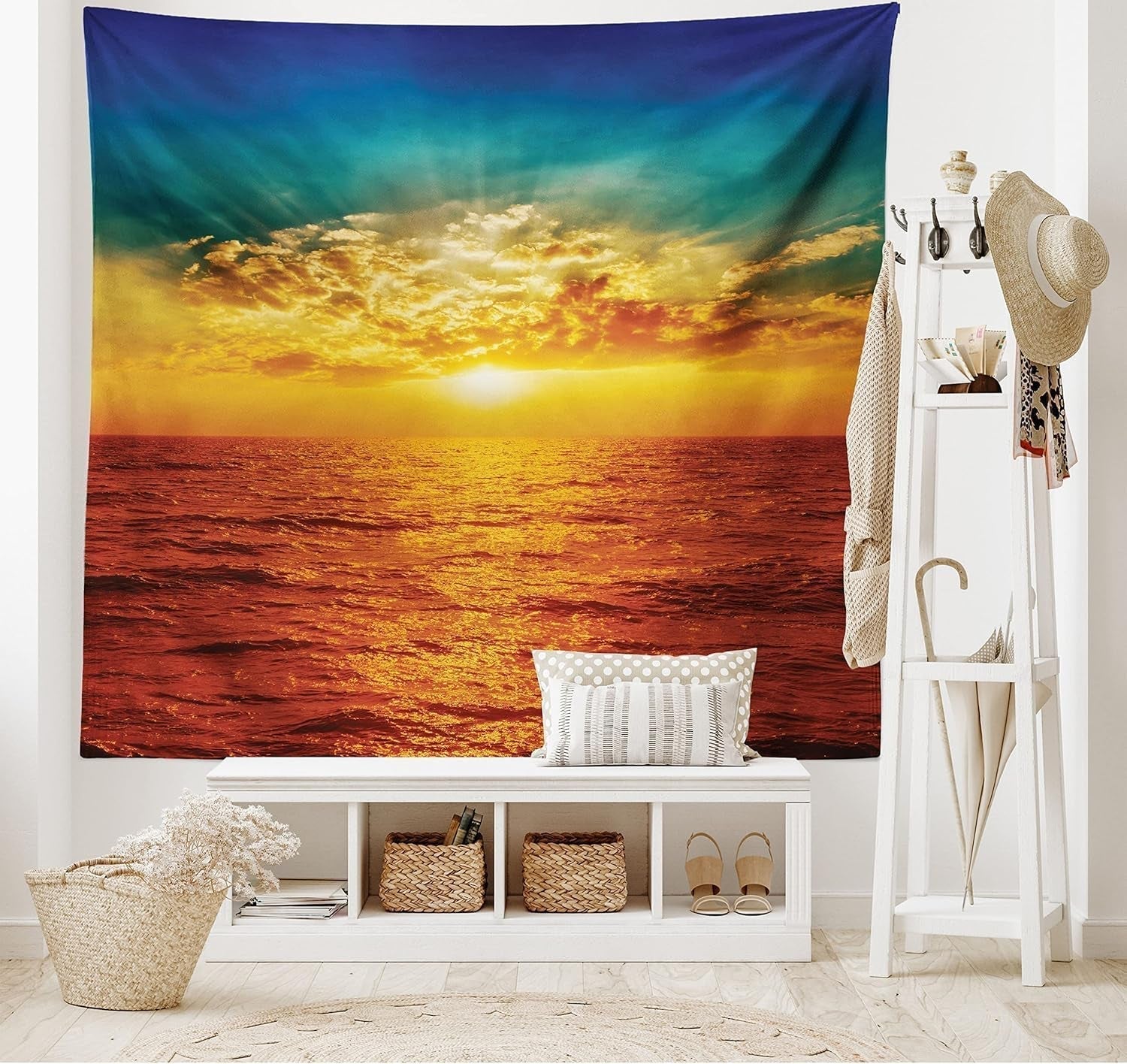 Gobelin abakuhaus wanderlust zwierząt mapa świata rysunki Strona główna - Akcesoria i dekoracje Naty Shop Tan 150L X 110B Cm