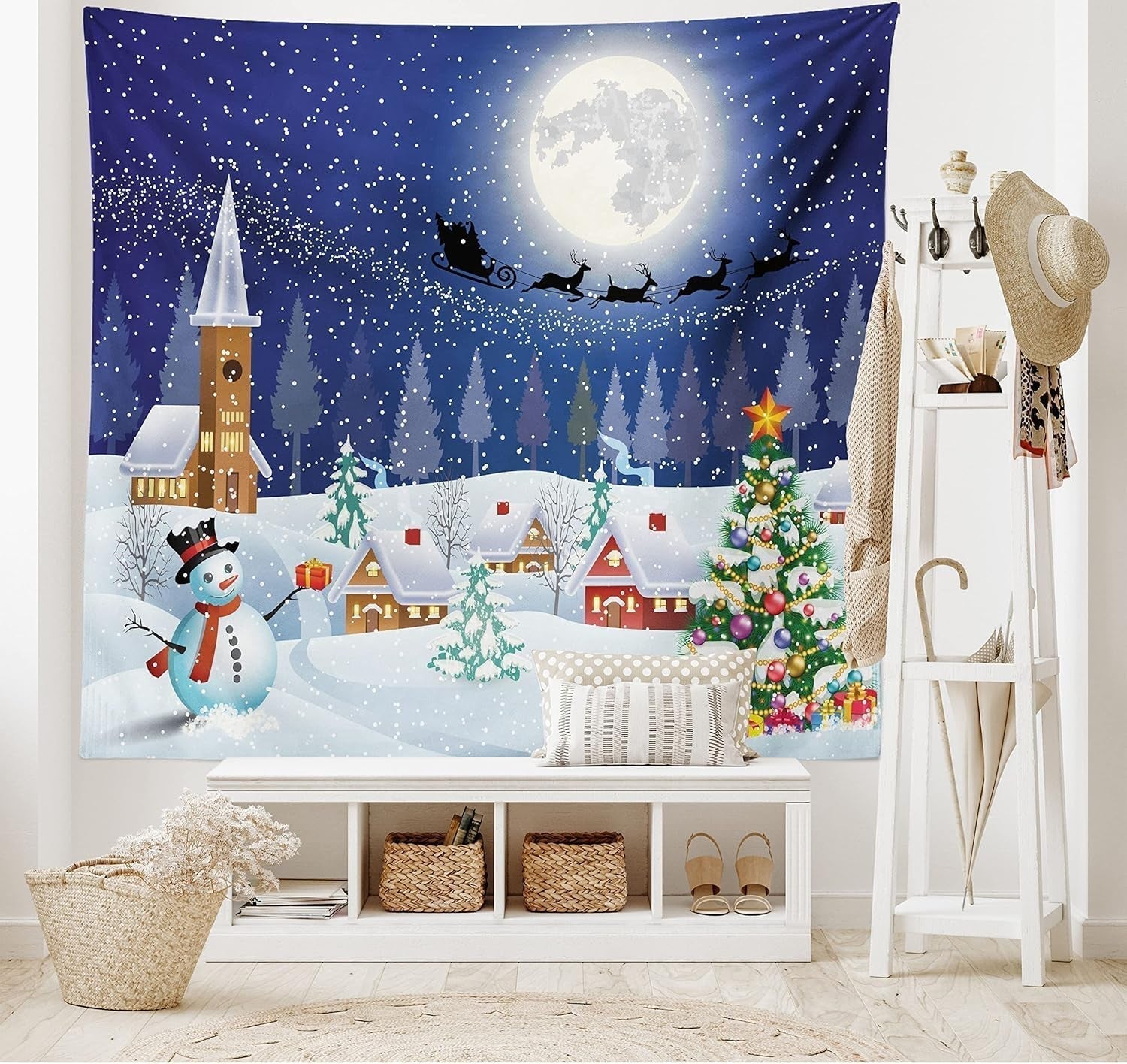 Gobelin abakuhaus wanderlust mapa świata zwierząt rysunki Strona główna - Akcesoria i dekoracje Naty Shop Niebieski biały 150L X 110B Cm