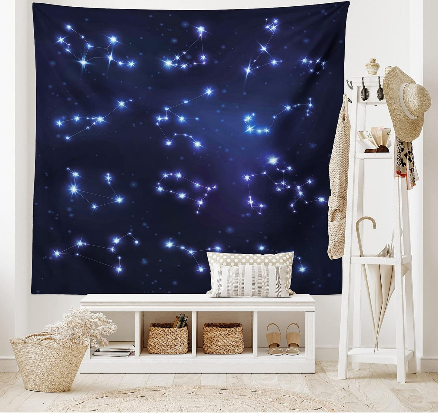 Gobelin abakuhaus wanderlust mapa świata zwierząt rysunki Strona główna - Akcesoria i dekoracje Naty Shop Ciemnoniebieski 230L X 140B Cm