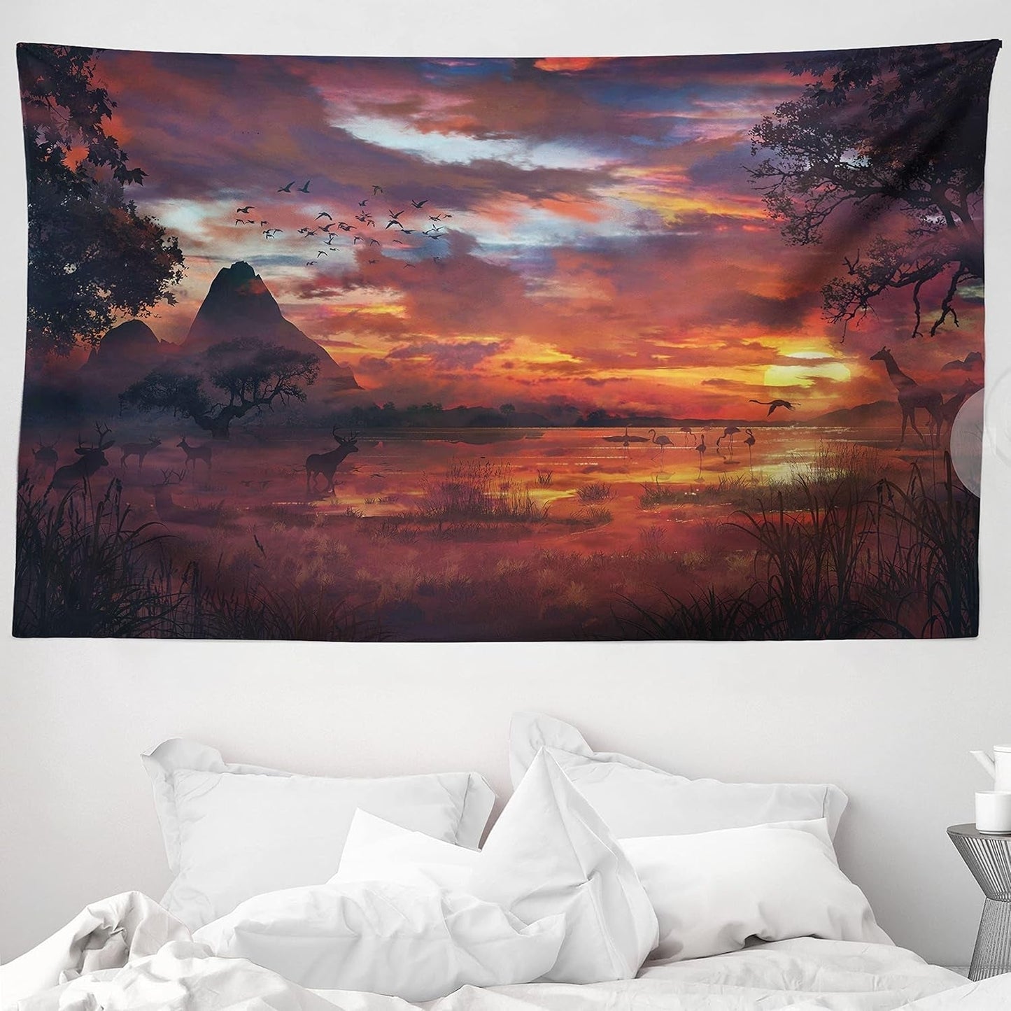 Gobelin abakuhaus wanderlust zwierzęca mapa świata rysunki Strona główna - Akcesoria i dekoracje Naty Shop Pomarańczowy Czarny 230L X 140B Cm