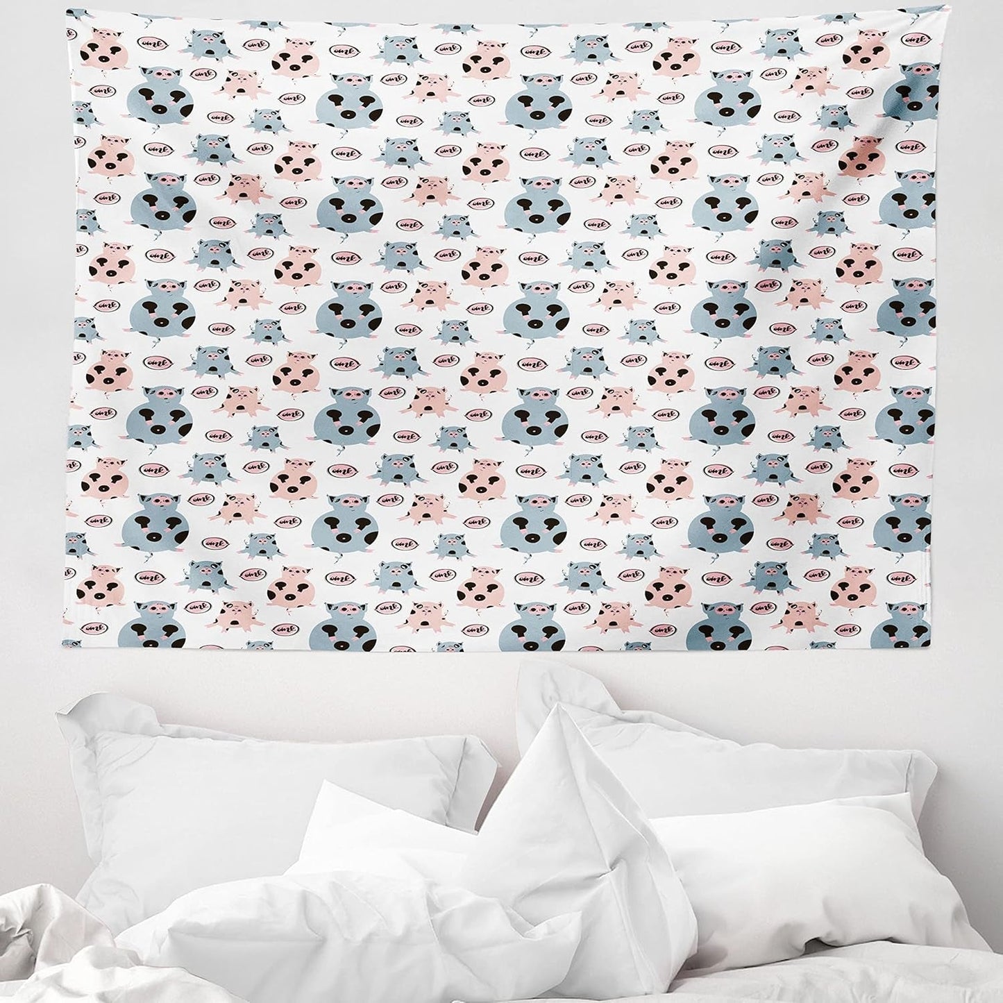 Gobelin abakuhaus wanderlust mapa świata zwierząt rysunki Strona główna - Akcesoria i dekoracje Naty Shop Szary Niebieski 150L X 110B Cm