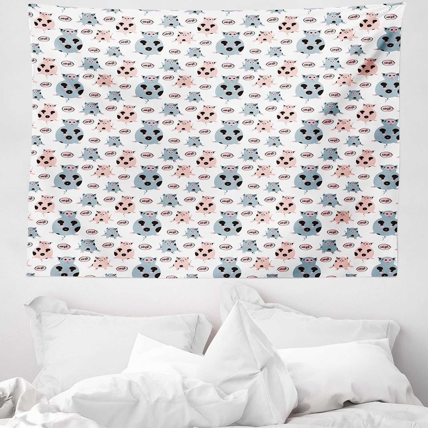 Gobelin abakuhaus wanderlust mapa świata zwierząt rysunki Strona główna - Akcesoria i dekoracje Naty Shop Szary Niebieski 150L X 110B Cm