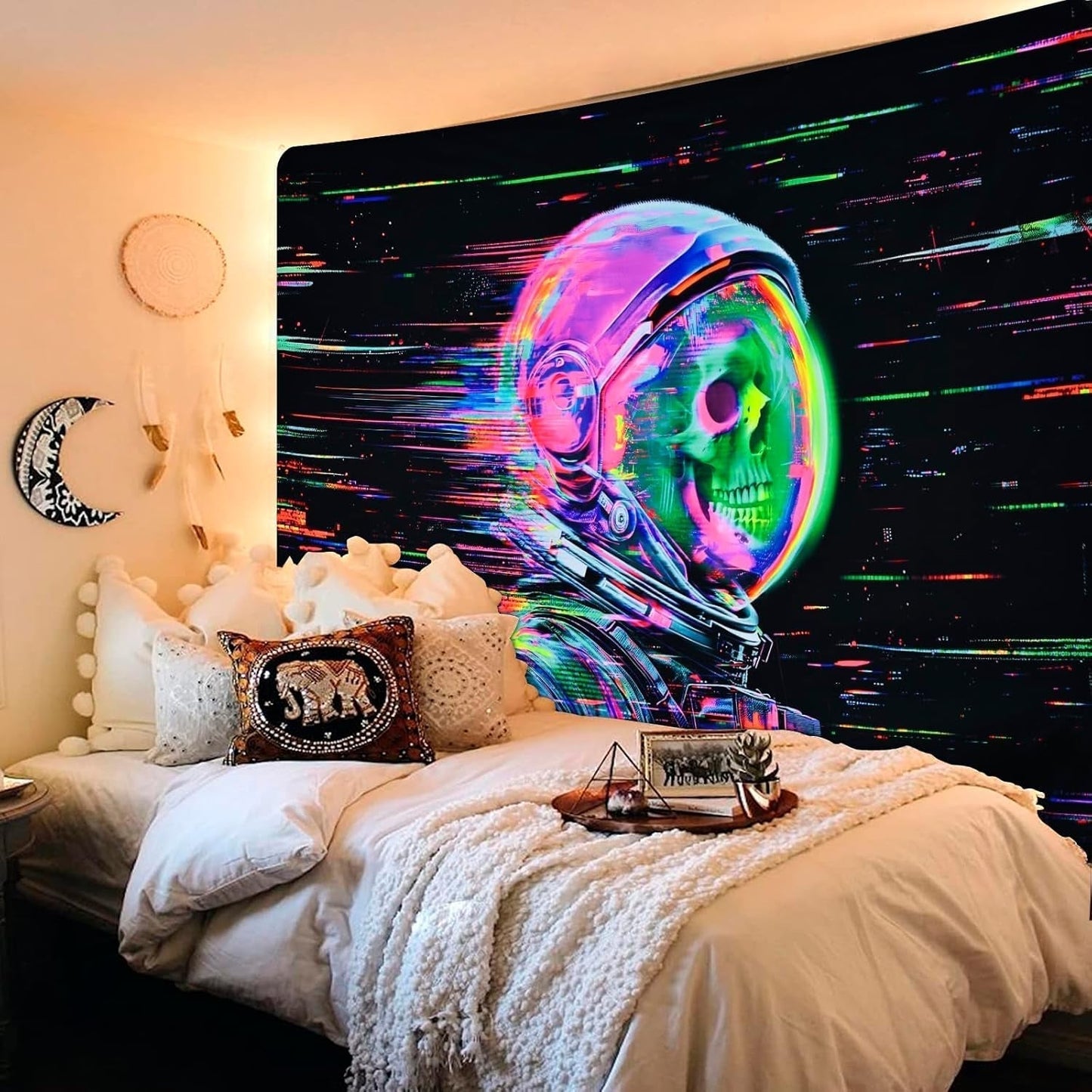 Gobelin alishomtll fluorescencyjna czaszka astronauta czarne światło Strona główna - Akcesoria i dekoracje Naty Shop