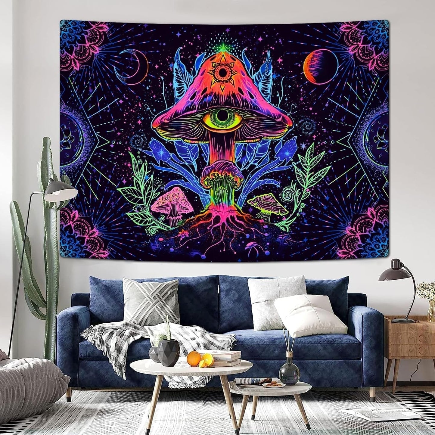 Gobelin alishomtll fluorescencyjny grzyb czarny jasny mandala Strona główna - Akcesoria i dekoracje Naty Shop