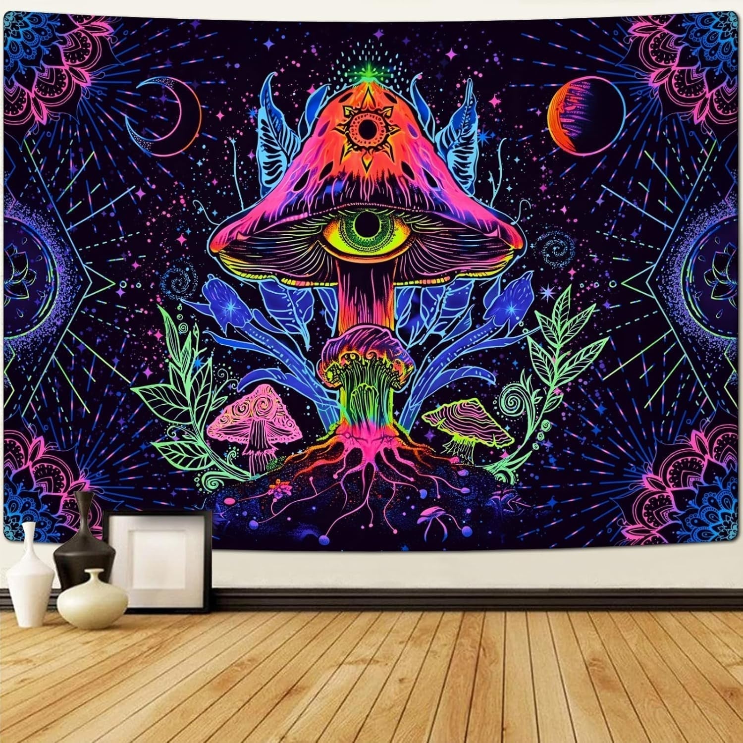Gobelin alishomtll fluorescencyjny grzyb czarny jasny mandala Strona główna - Akcesoria i dekoracje Naty Shop