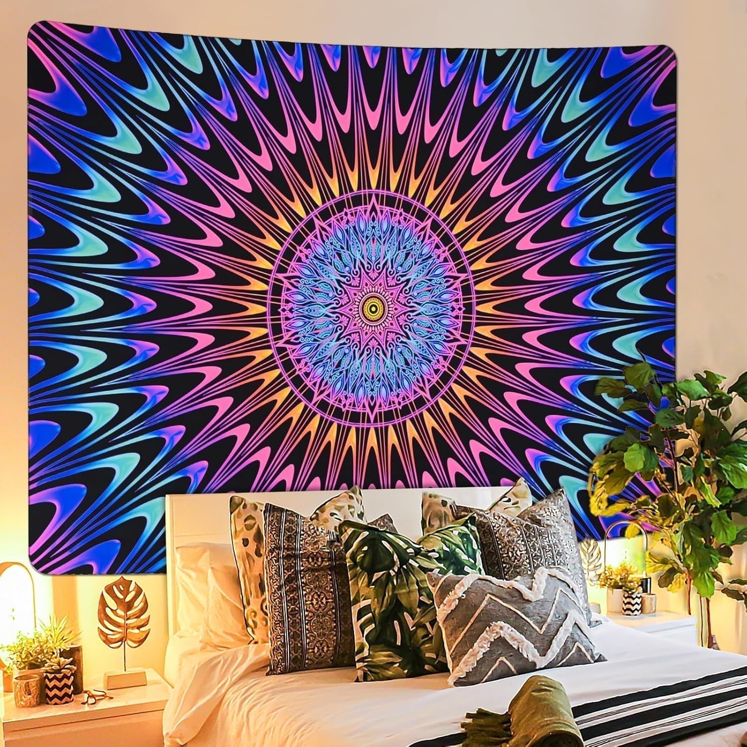 Gobelin alishomtll kolorowa mandala czarne światło sztuka Strona główna - Akcesoria i dekoracje Naty Shop