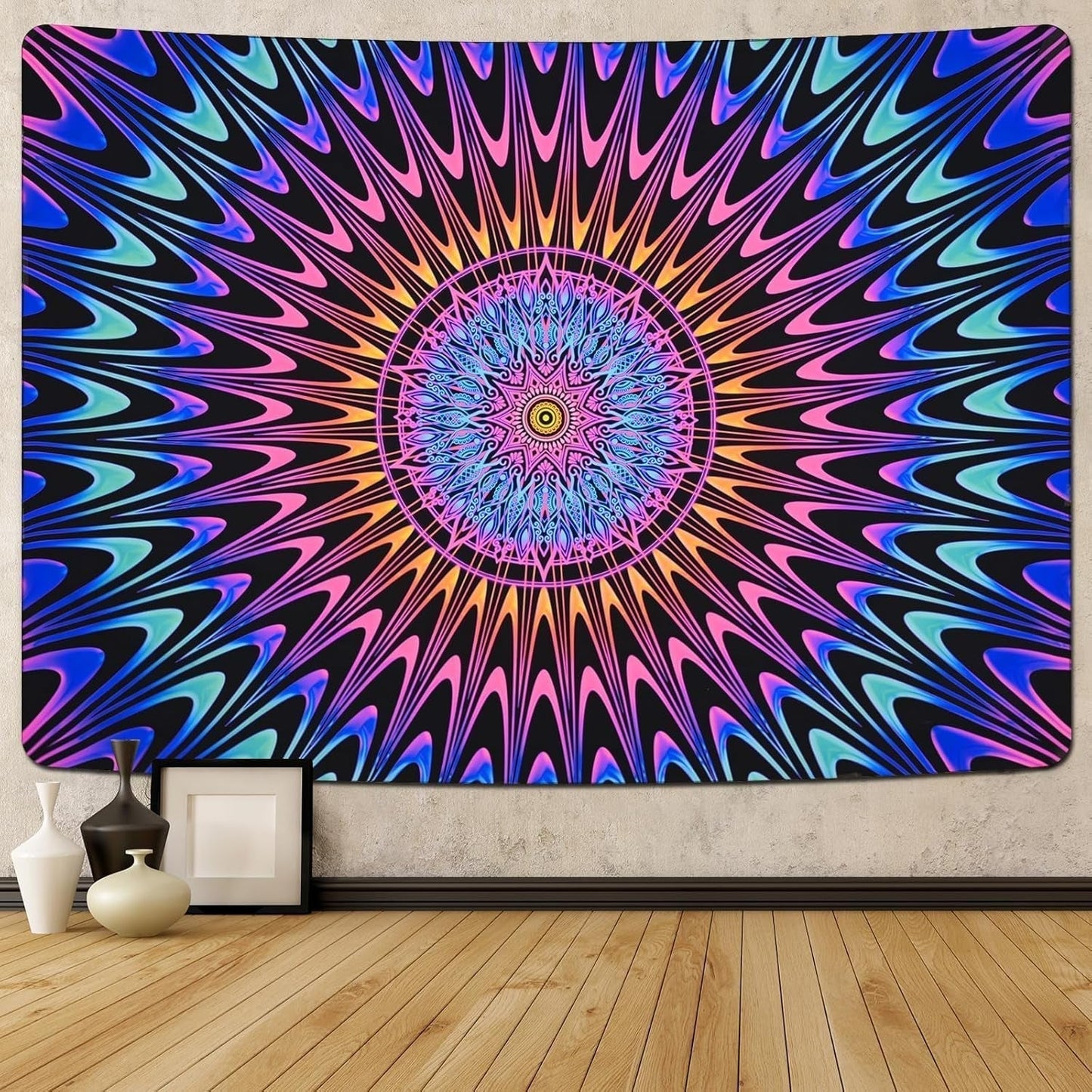 Gobelin alishomtll kolorowa mandala czarne światło sztuka Strona główna - Akcesoria i dekoracje Naty Shop
