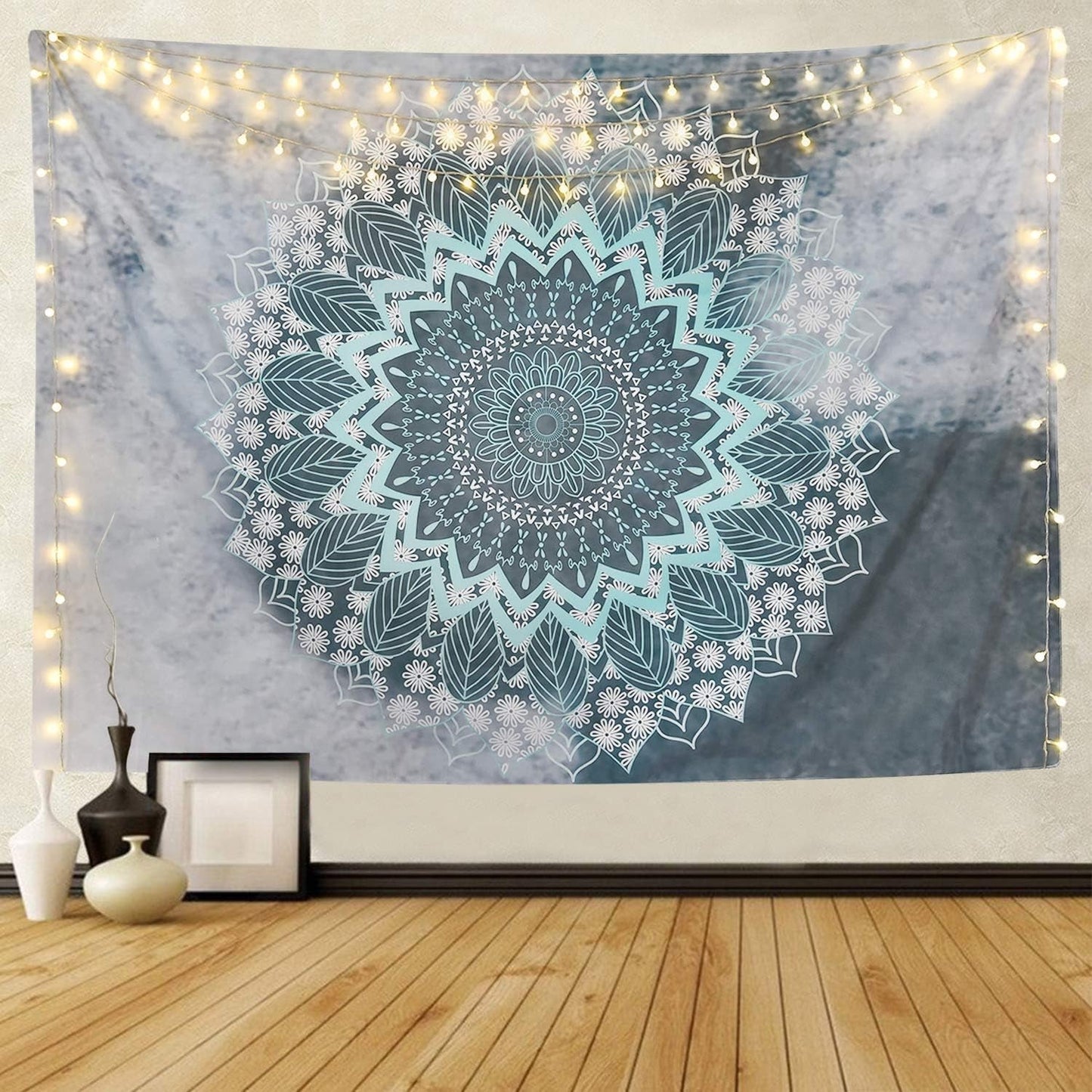 Gobelin alishomtll indyjska mandala joga hipisowska tkanina Strona główna - Akcesoria i dekoracje Naty Shop 1 mandala (szary + niebieski) 235L X 235B Cm