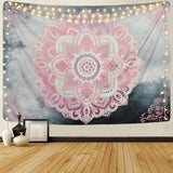 Gobelin alishomtll mandala indyjska czeska tkanina Strona główna - Akcesoria i dekoracje Naty Shop Szary różowy 210,1L X 150,1B Cm