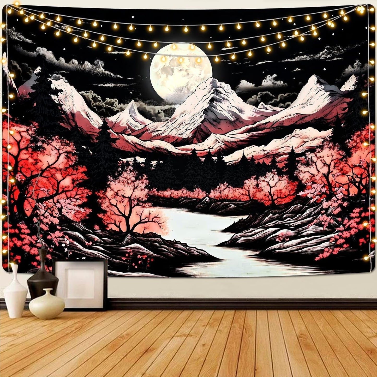 Gobelin alishomtll góra scena księżyc las góry Strona główna - Akcesoria i dekoracje Naty Shop Multi 210L X 150B Cm