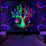 Gobelin alishomtll drzewo życie fluorescencyjne słońce i księżyc Strona główna - Akcesoria i dekoracje Naty Shop Multi 210L X 150B Cm