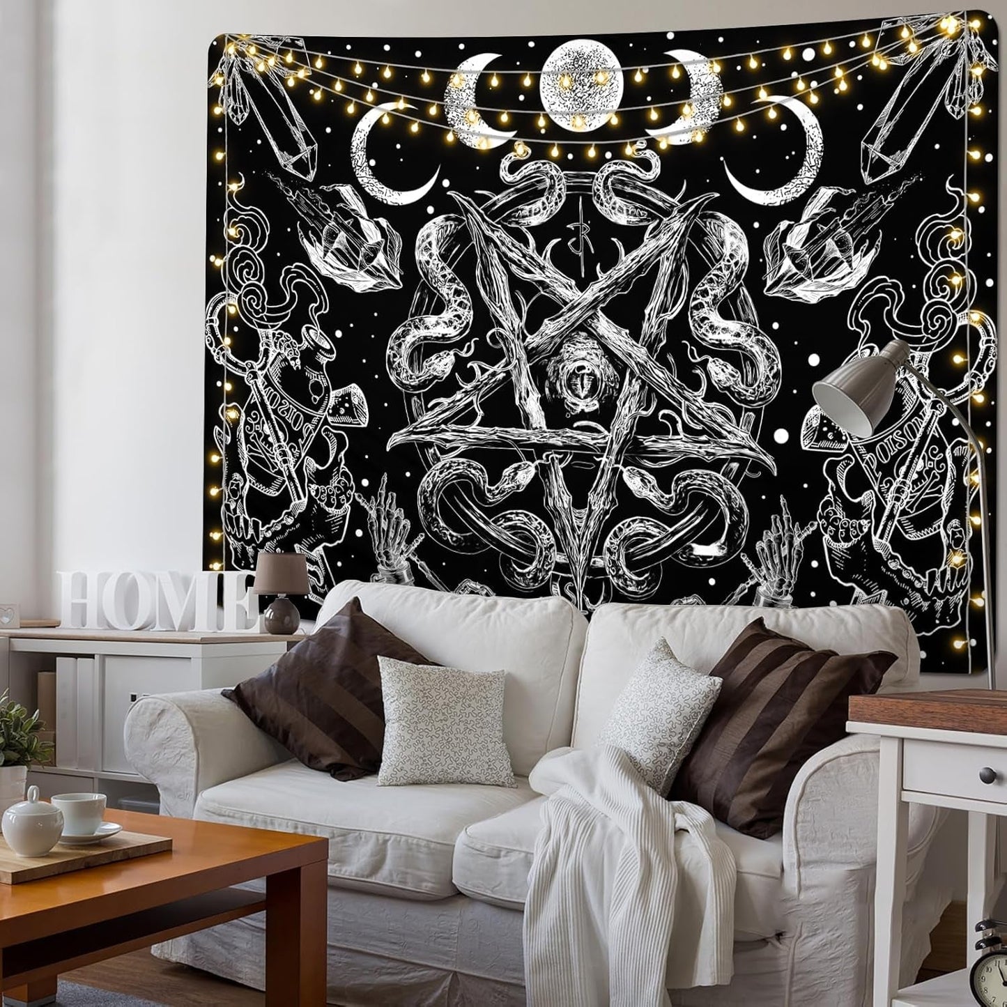 Gobelin alishomtll czarownica wąż estetyczny gotycki pentagram ścienny Strona główna - Akcesoria i dekoracje Naty Shop