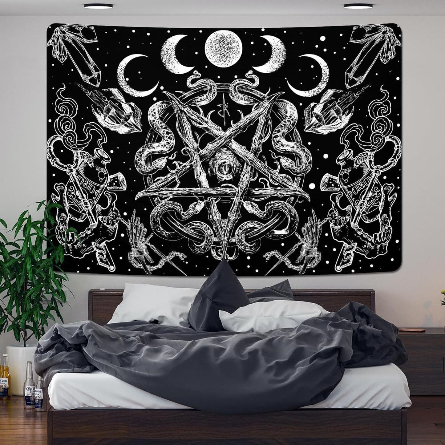 Gobelin alishomtll czarownica wąż estetyczny gotycki pentagram ścienny Strona główna - Akcesoria i dekoracje Naty Shop