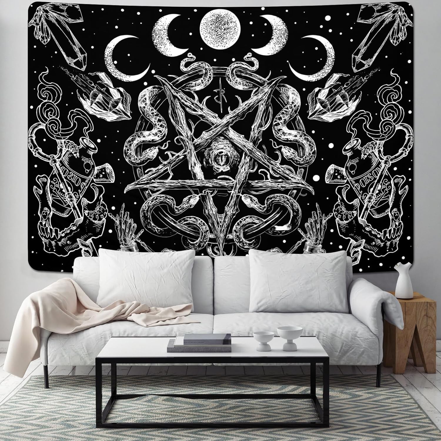 Gobelin alishomtll czarownica wąż estetyczny gotycki pentagram ścienny Strona główna - Akcesoria i dekoracje Naty Shop