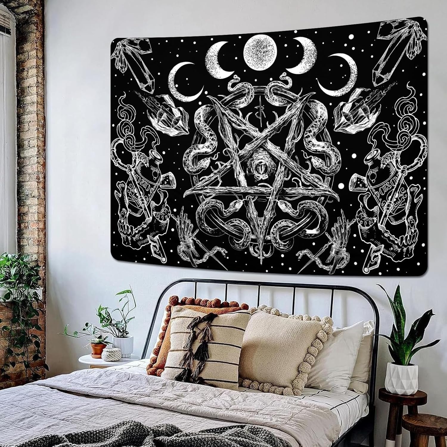 Gobelin alishomtll czarownica wąż estetyczny gotycki pentagram ścienny Strona główna - Akcesoria i dekoracje Naty Shop