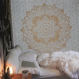 Gobelin gobelinowy złoty metalik mandala Indyjski bawełniany rzut plażowy Casa - Akcesoria i dekoracje Naty Shop