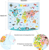 Tkanina Bashom Niemiecka mapa świata zwierząt dla dzieci Strona główna - Akcesoria i dekoracje Naty Shop
