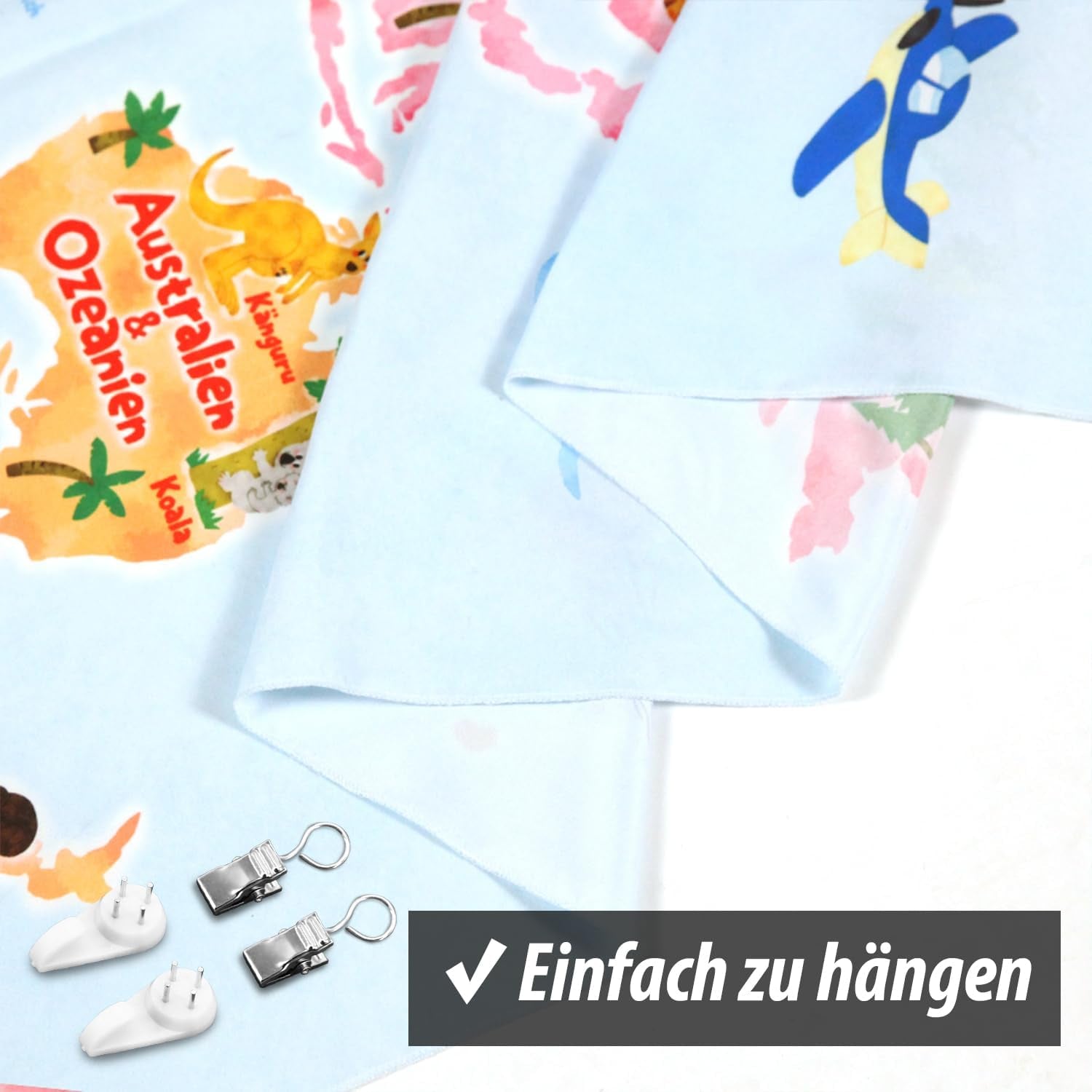 Tkanina Bashom Niemiecka mapa świata zwierząt dla dzieci Strona główna - Akcesoria i dekoracje Naty Shop