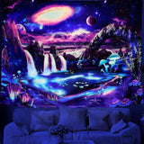 Gobelin dremisland blacklight grzyb psychodeliczny reaktywny galaxy ściana Strona główna - Akcesoria i dekoracje Naty Shop Calea Lactee 150L X 130B Cm