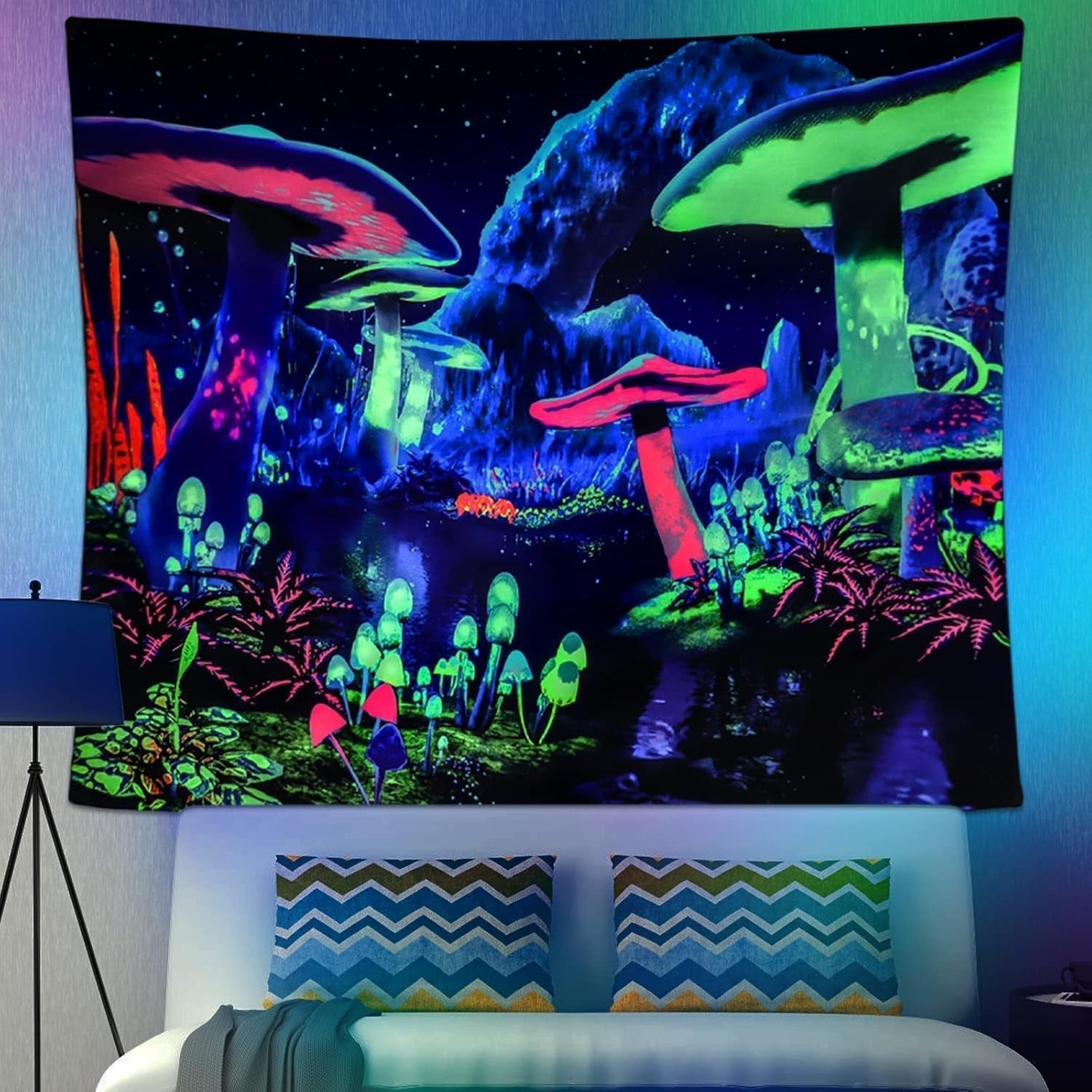 Gobelin Dremisland Blacklight grzyb psychodeliczny reaktywny galaxy ściana Strona główna - Akcesoria i dekoracje Naty Shop