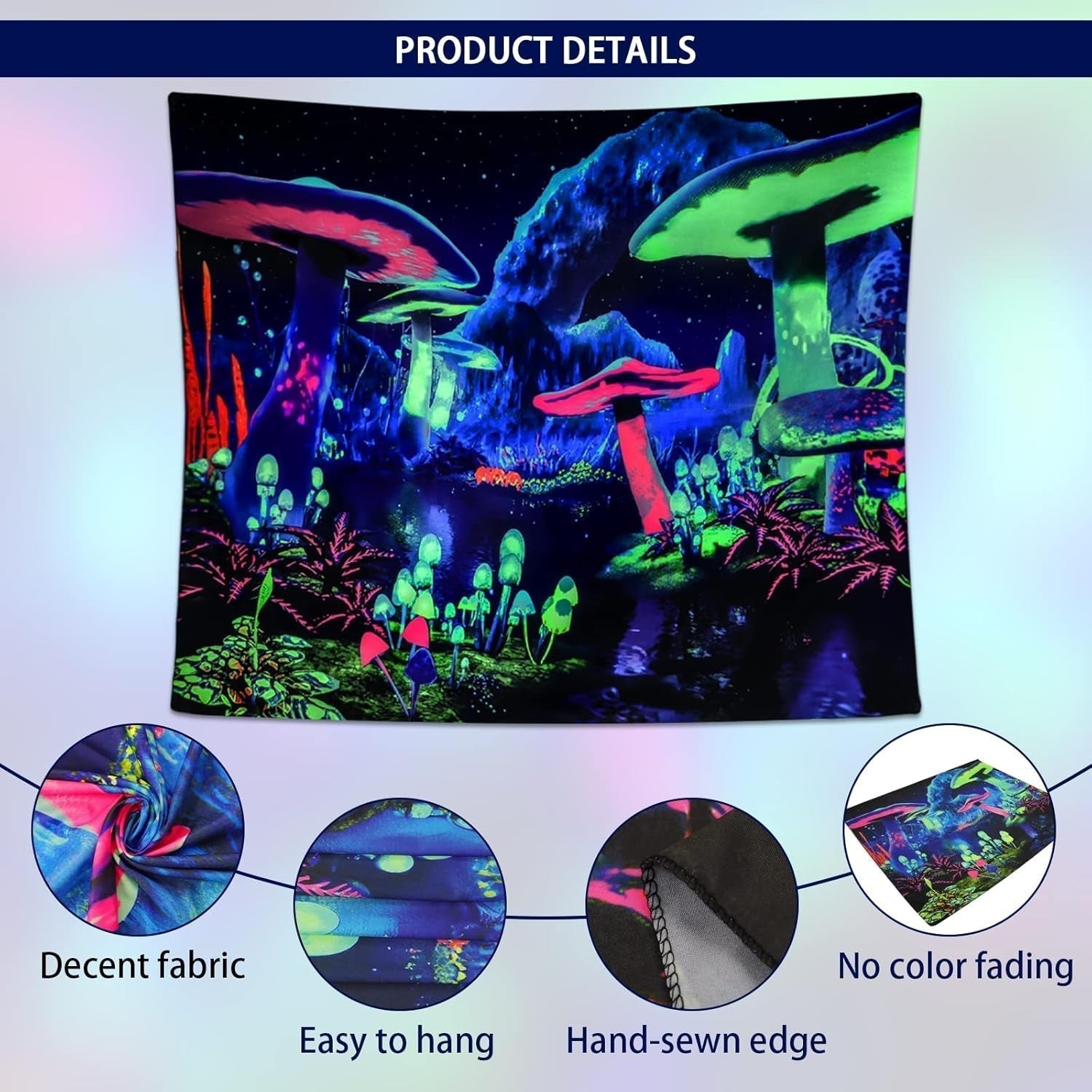 Gobelin Dremisland Blacklight grzyb psychodeliczny reaktywny galaxy ściana Strona główna - Akcesoria i dekoracje Naty Shop