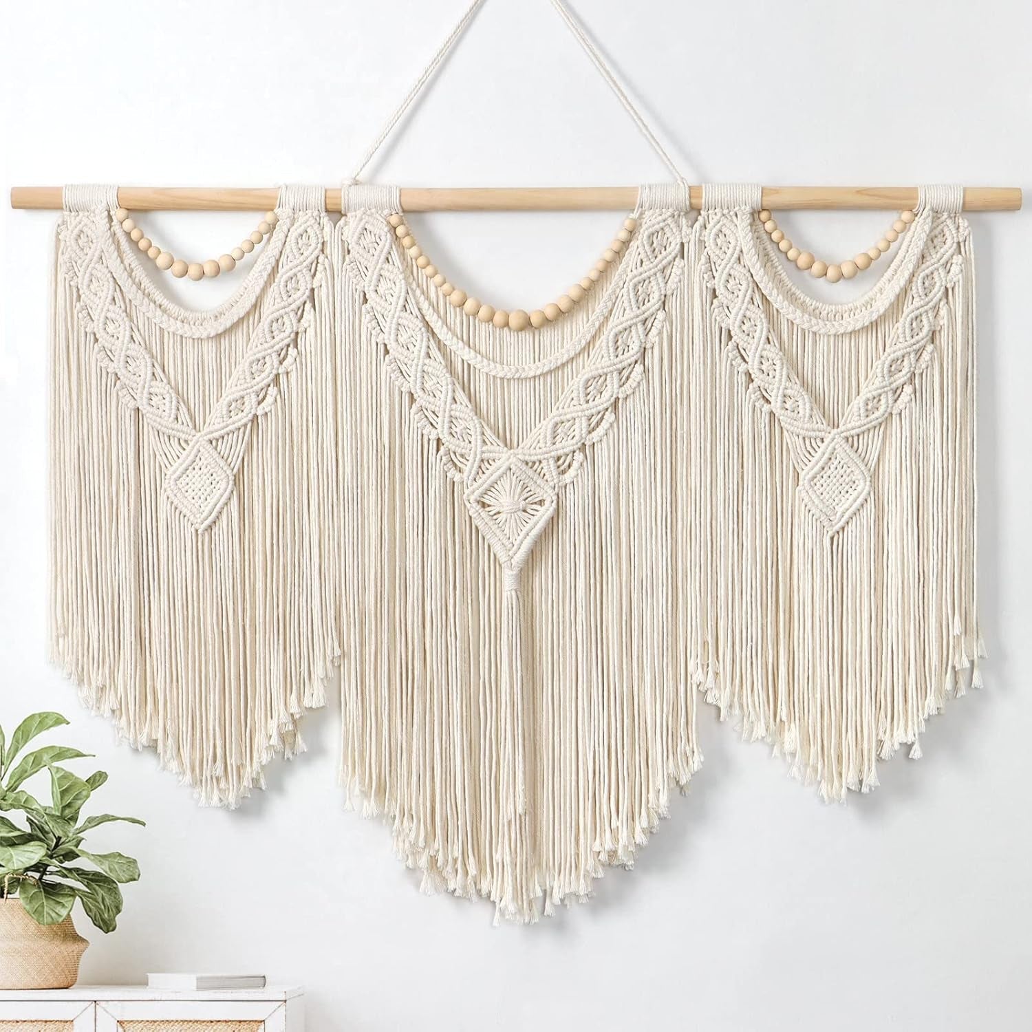 Gobelin dremisland duży deco tkany beżowy Strona główna - Akcesoria i dekoracje Naty Shop Drewniane koraliki