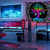 Gobelin fluorescencyjny drzewo życie psychodeliczny księżyc Strona główna - Akcesoria i Dekoracje Naty Shop