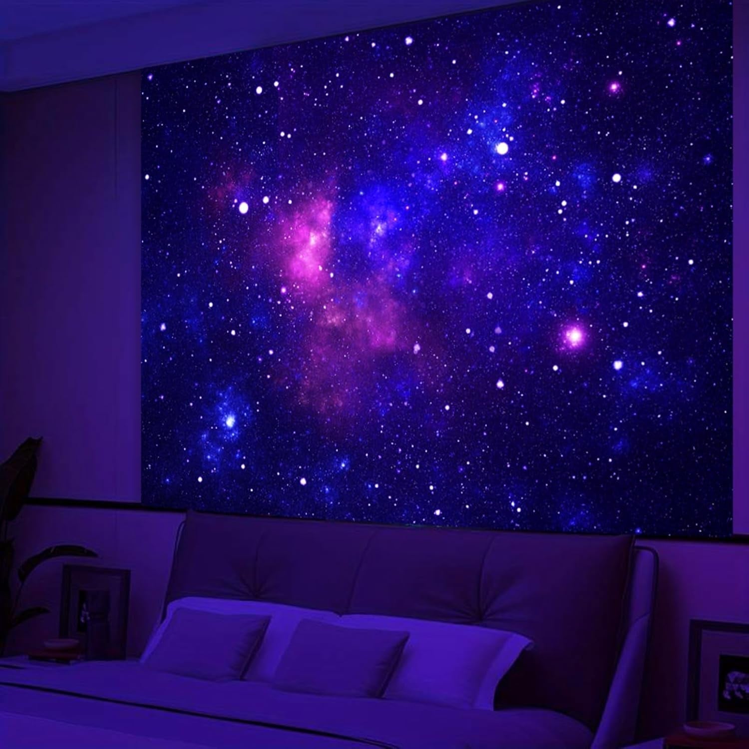 Gobelin galaxy czarny jasny gwiaździste niebo reaktywny niebieski Strona główna - Akcesoria i dekoracje Naty Shop