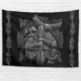Gobelin szary topór wikingów odin miecz kruk krzyż Strona główna - Akcesoria i dekoracje Naty Shop