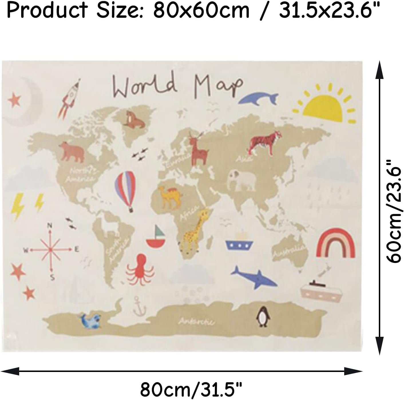 Gobelin Haokaini mapa świata zdjęcie łóżeczka dziecięcego Strona główna - Akcesoria i dekoracje Naty Shop