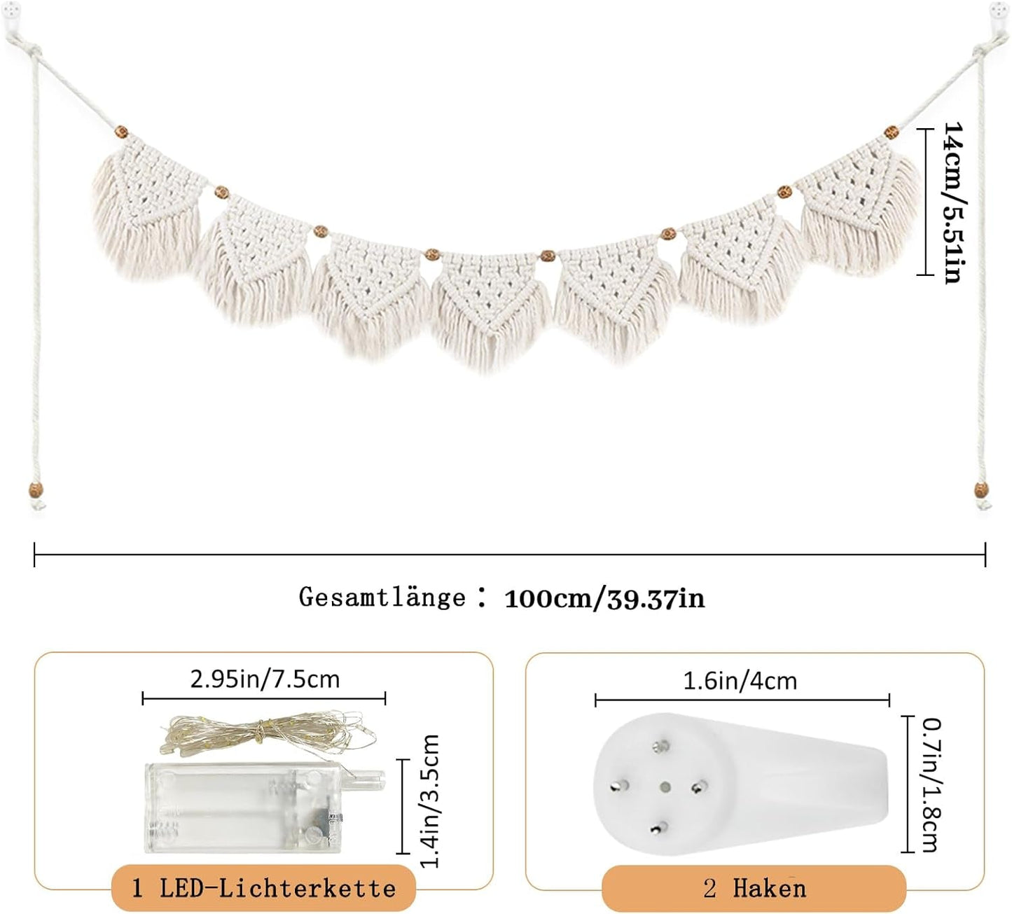 Gobelin ihonyi deco chic z frędzlami girlanda led Strona główna - Akcesoria i dekoracje Naty Shop